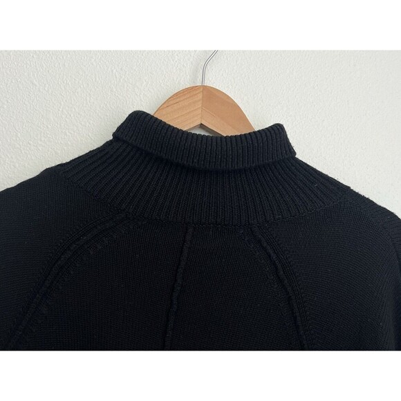 ICB New York Women Black Chunky Turtleneck Sweater Asymmetrical Hem 100% Wool XS - Picture 5 of 6